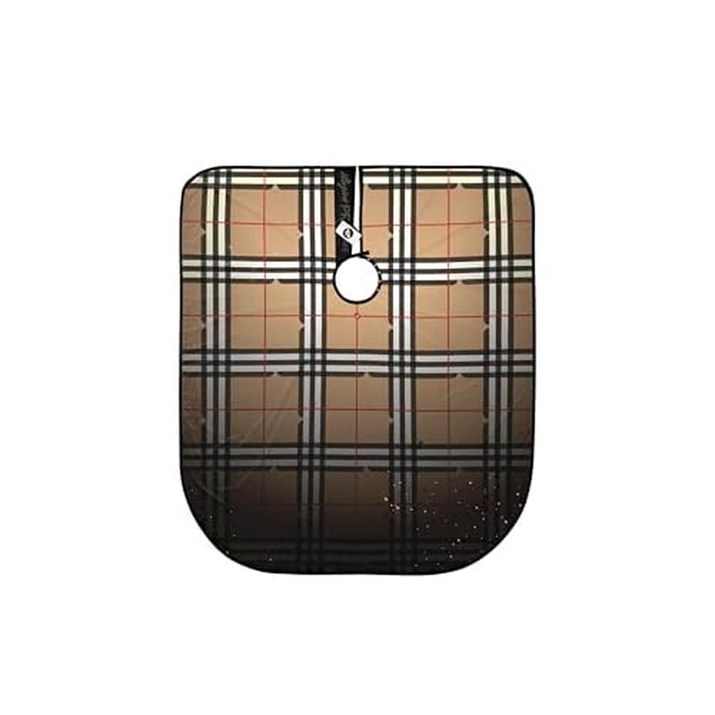 Illuzien Tan Plaid PRO Barber Cape, Hair Cut Cape, Water-Resistant Barber Accessories, Professional Cape