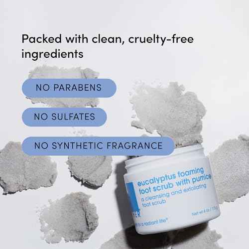 LATHER Foot Scrub with Pumice Stone - Gentle Exfoliating Foaming Foot Scrub for Skin - Cracked Heel Repair for Smooth, Soft Feet - Pedicure Foot Spa | 4 Oz