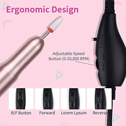 SAVILAND Electric Nail Drill: 20000RPM Pro Portable Efile Nail Drill Machine Professional Nail File Complete Drill Bits for Remove Acrylic Nails Manicure & Toenails Nail Care Home Salon DIY Nail Art