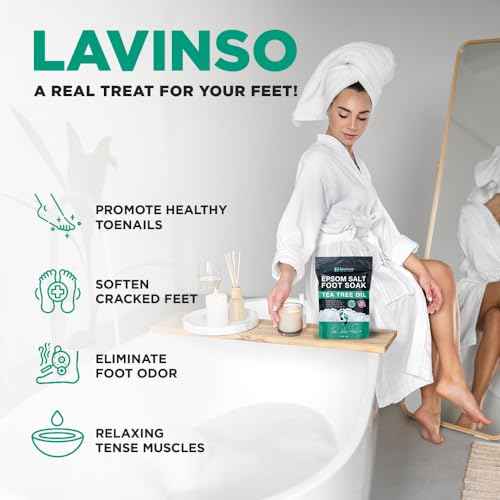 Tea Tree Oil Foot Soak with Epsom Salt - Made in USA - for Toenail Health, Athletes Foot, Stubborn Foot Odor, Softens Calluses & Soothes Sore Tired Feet - 1 LB