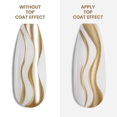 RARJSM Metallic Nail Art Gel Liner Bronze Gold Mirror Chrome 3D Effect Gel Nail Polish 8ml Build in Thin Brush Metal Painted Drawing Striper Painting Gelpolish Soak off Curing Requires for Home Salon
