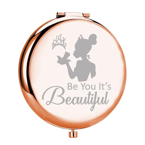 UJIMS Princess The Frog Inspired Gift Be You It¡¯s Beautiful Princess Compact Mirror Frog Lover Gift Fandom Gift (BeYouBeautiful Mirror)
