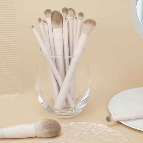 Makeup Brush Set Professional 13pcs£¬Premium Synthetic Powder Foundation Contour Blush Concealer Eyeshadow Blending Liner Make Up Brushes Kit£¨Milky B521£©