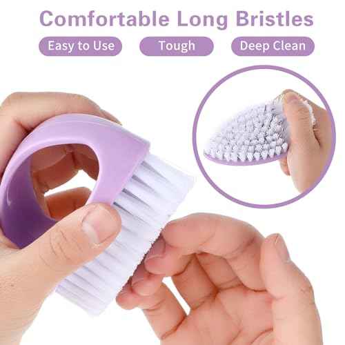Hand Nail Brushes, 2pcs Grip Clean Heavy Duty Nail Brushes for Cleaning Fingernails Nylon Firm Stiff Bristles Deep Clean Scrubber for Mechanics Gardeners Hand Under Nails Toes(Green, Purple)