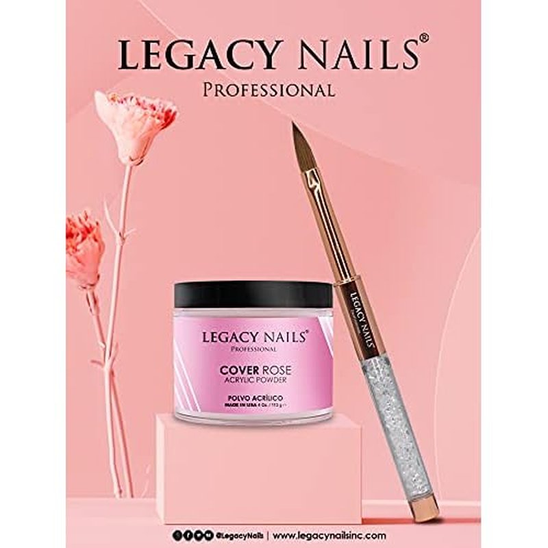 Legacy Nails Professional Rose Gold Kolinsky Nail Brush #10 - Perfect For Sculpting Acrylic Nail Extensions Flexible bristles Light weight