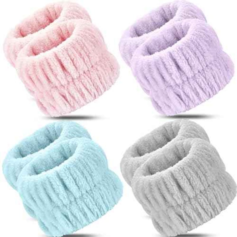 Wrist Bands for Washing Face, 8pcs Spa Face Washing Wristbands, Microfiber Arm Wrist Towels, Absorbent Wash Wristbands for Woman Men, Prevent Water from Spilling Down Your Arms