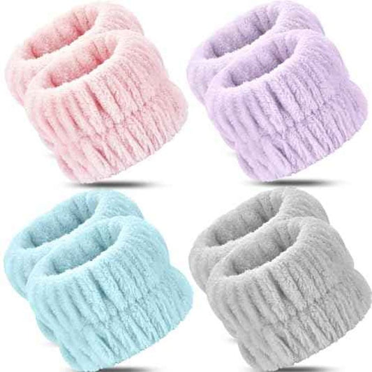 Wrist Bands for Washing Face, 8pcs Spa Face Washing Wristbands, Microfiber Arm Wrist Towels, Absorbent Wash Wristbands for Woman Men, Prevent Water from Spilling Down Your Arms