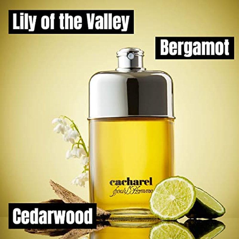 Cacharel Pour L'Homme Eau de Toilette Cologne for Men, Woody, Spicy and Floral Fragrance, Notes of Bergamot, Lily of the Valley Accord and Cedar Wood, Fresh Long Lasting Scent, 3.4 Fl Oz