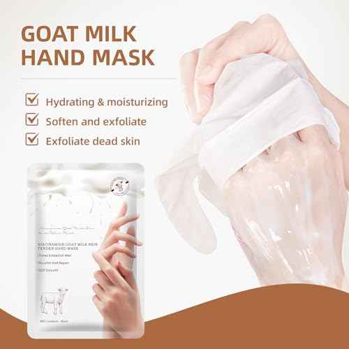 Mositurizing Hand Masks with Goat Milk,Hydrating Hand Glove for Dry Cracked Hands, Home Spa Hand Mask Gloves for Soft and Smooth Touch Skin£¨6Pack£©