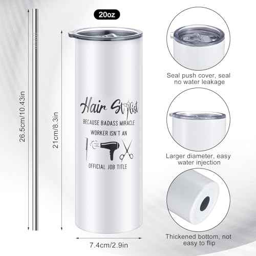 Sieral 3 Pcs Women Hairstylist Gift Set for Hairdresser Tote Bag Makeup Tumbler