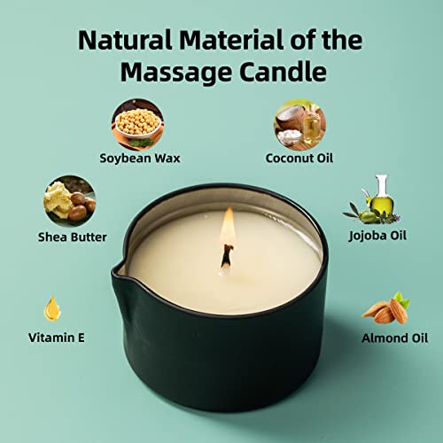 Organic Soybean Wax Essential Oil Infused Massage Oil SPA Candle for Couples, Home Scented Candle for Relaxation Bluberry Cake Scent 2.35OZ