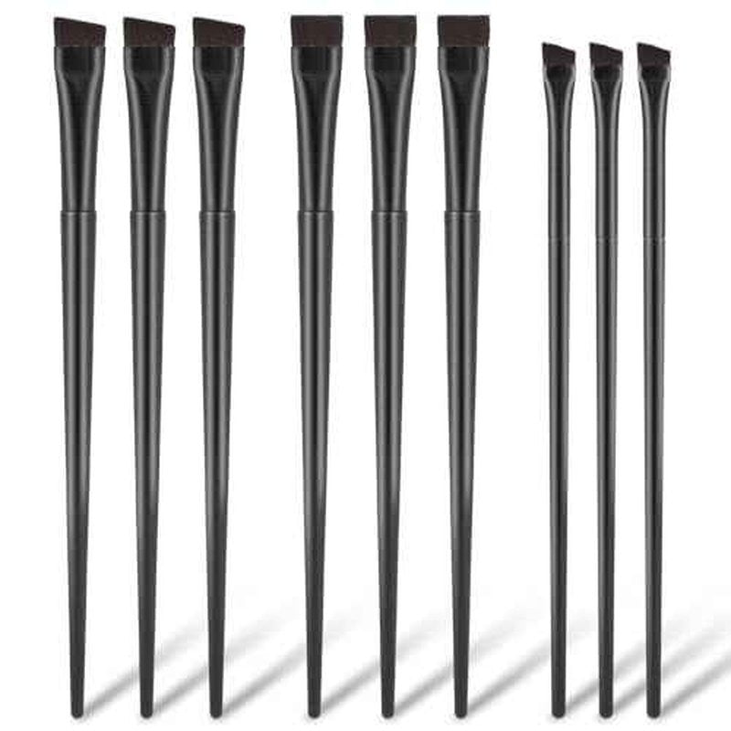 9 Pcs Angled Eyeliner and Eyebrow Brush Set - Flat Tint, Fine Slanted Applicator, Ultra Thin Makeup Brush for Eyeshadow and Eyeliner