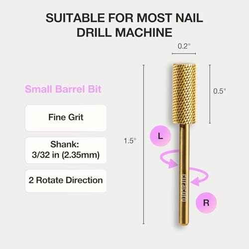 Curacoro Nail Drill Bits 3/32'' - Small Barrel Carbide Bit (Fine) for Professional Finish, Gently Remove, Buff & Polish Gel Nails, Nail Art Pedicure Manicure Salon & Home
