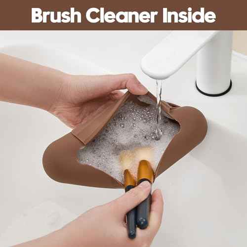 Silicone Makeup Brush Holder£¬Travel Makeup bag-Soft Portable Cosmetic Face Brushes Holder£¬Large Travel Makeup Brush Case with Anti-Fall Out Magnetic Closure