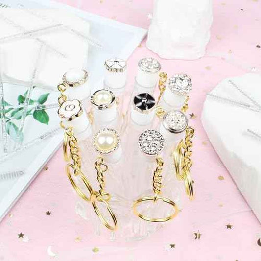 10pcs Mascara Wands Tube Reusable Lash Spoolies Pear Diamond Tube with Keychain Eyelash Brush Tubes Spoolies Lash Extension Brushes Applicators Makeup Tools(Pearl-Diamond-KC)