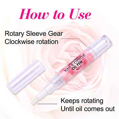 Cuticle Oil Pen for Nail - Lagunamoon Nail Oil for Nail Care & Nail Growth - Nourish, Soothe & Moisturize Damaged Nails - Rose, 5 ml