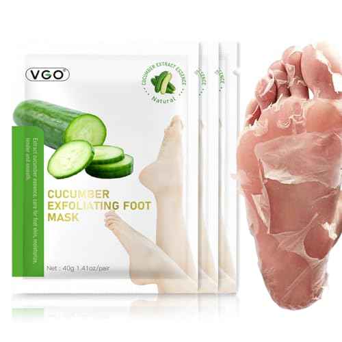 VGO 3 Pack Foot Peeling Mask, Natural Exfoliating Foot Mask, Dead Skin Callus Remover Repair Heels, Smooth Touch Feet, Hydrating Foot Care for Dry Cracked Feet
