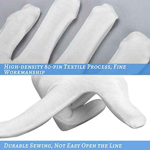 30 Pcs White Cotton Gloves for Dry Hands Moisturizing Eczema Overnight, Men and Women Stretchable Cloth White Gloves for Coin Jewelry Silver Inspection Halloween