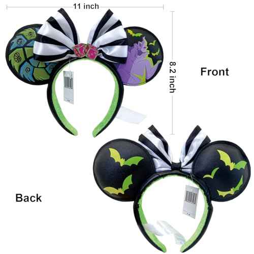 Mouse Ear Headbands with Bow, Ghost Hair Band Hearwear Halloween Christmas Birthday Party Decoration Cosplay Costume Gifts for Women Girl