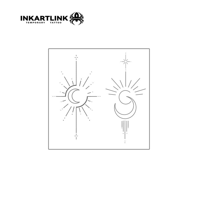 INKARTLINK Semi Permanent Tattoo, Perfect for Valentine's Day, Couple Temporary Tattoos, Beautiful and Realistic Design, Fun Tattoo Experience, Non-reflective, Waterproof (Sun and Moon Shining)