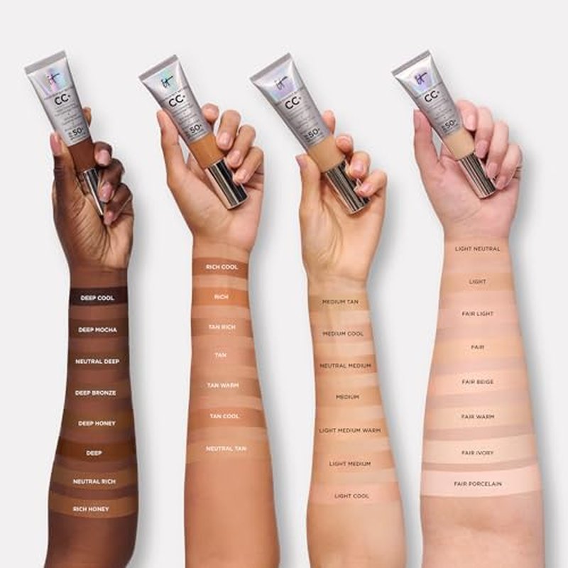 IT Cosmetics CC+ Cream SPF 50+ | Full Coverage Foundation & Radiant Concealer Set - Light Medium Warm