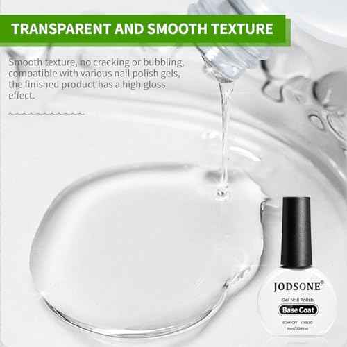 JODSONE 2 Bottles 10ml Of Top Coat Base Coat Gel Polish Set Bright Surface At Home DIY Nail Salon Girl Gift, transparent