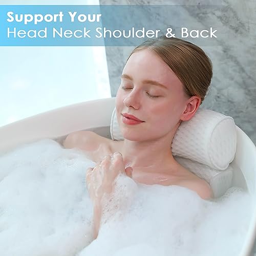 AEROiVi Luxury Bath Pillows for Tub£¬Bath Pillow Bathtub Pillows for Head and Neck Support Bath Cushion Made from Soft Spacer Mesh Material with Suction Cups