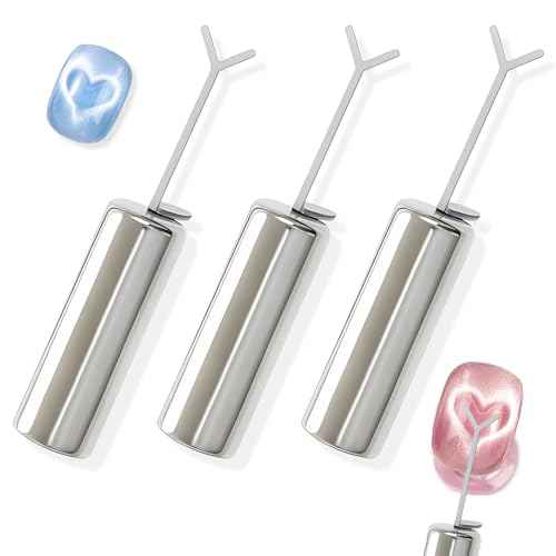 3 Pack Heart Magnet for Cat Eye Gel Polish, Heart Magnet for Nails, Cat Eye Magnetic Nail Art Tool Set,Magnet Sticks with Y-Shaped Guide, Professional Nail Magnet for Home and Salon