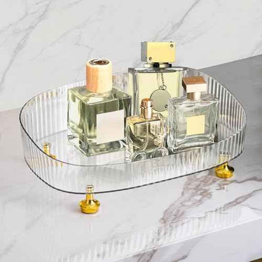 Perfume Organizer, Bathroom Vanity Tray, Makeup Trays for Dresser Top, Countertop Decorative Plastic Decor Tray, Perfume Organizer for Women, organizador de perfumes (Clear)