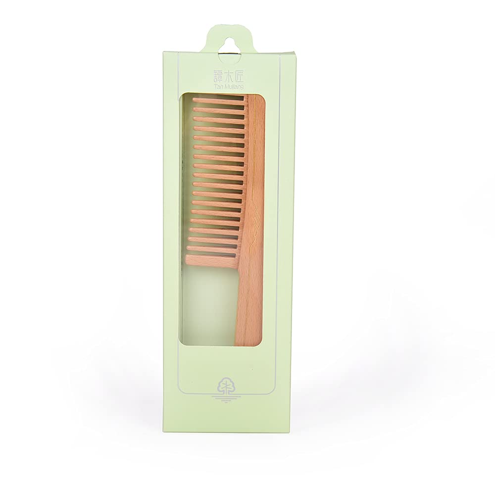TAN MUJIANG Wood Hair Comb FSC Certified Beech Wood Wide Tooth FSJUM-001