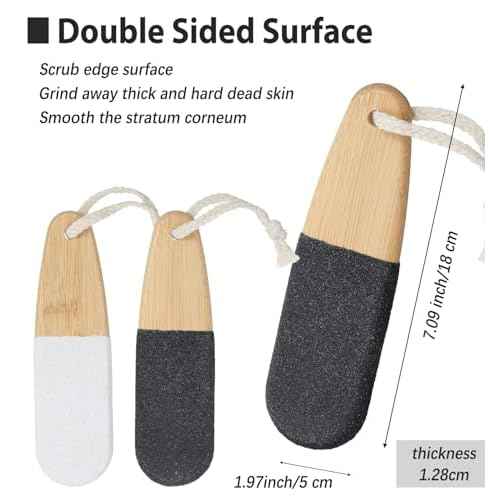 Foot Callus Remover, 2Pcs Pumice Stone Foot File with Ergonomic Wooden Handle, Pedicure Tool for Dead Skin Cracked Heels Wet Dry Use (Small)