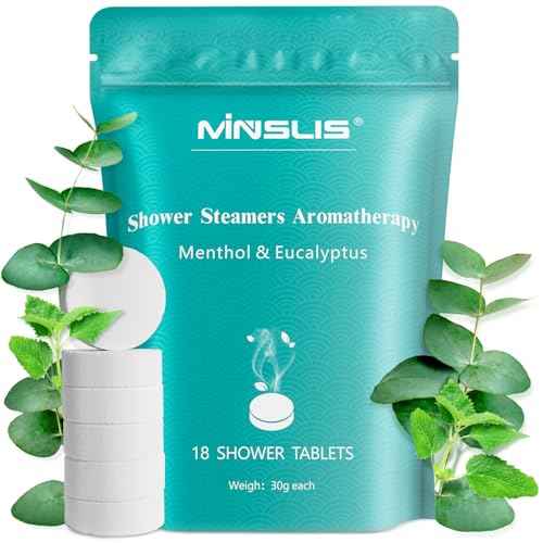 Shower Steamers Aromatherapy, 18-Pack Shower Bombs, Long-Lasting Shower Tablets Essential Oil Stress Relief and Relaxation Bath Gifts for Women and Men (Eucalyptus & Menthol)