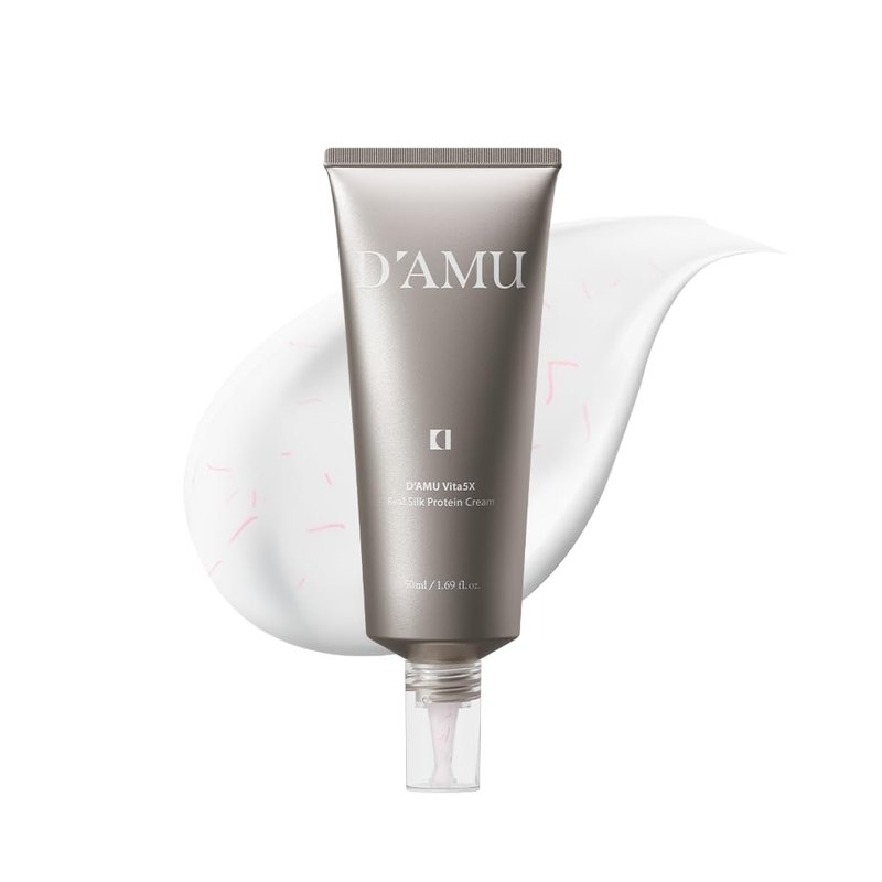 D’AMU Silk Protein Face Cream – Lifting & Hydrating Moisturizer with Vita 5X, Chickpea Protein & Peptides – Non-Sticky, Non-Greasy, Slow Aging Korean Skincare – 1.69 fl.oz.