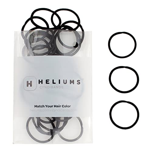 Heliums Small Hair Ties - Black - No Damage Mini 1 Inch Reusable 2mm Elastics for Thin Hair and Kids, Neutral Ponytail Holders - 48 Count