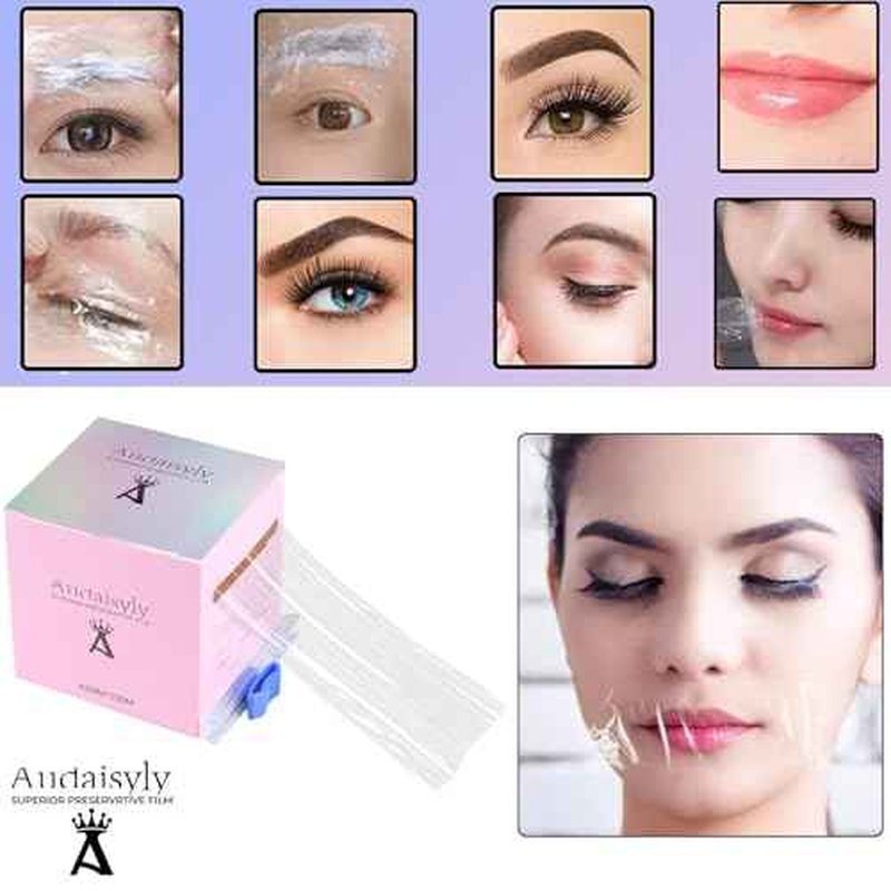 3 Boxes Disposable Eyebrow Tattoo Plastic Wrap with Ergonomic Slicer, Premium Transparent Preservative Film Roll Perfect for Lip Blush, Eyebrow Lamination Lash Lift Permanent Make Up Cling Cover