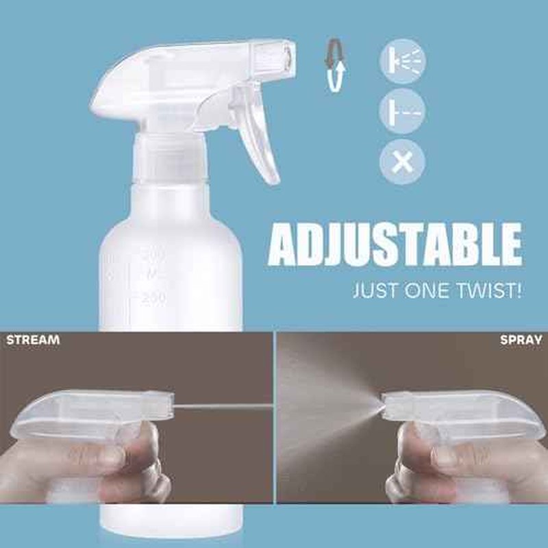 10 oz Spray Bottles, Mist/Stream Adjustable Small Spray Bottle for Hair Cleaning Plants Pet, BPA-free Plastic Water Empty Squirt Bottle with Measurements, 2 Pack