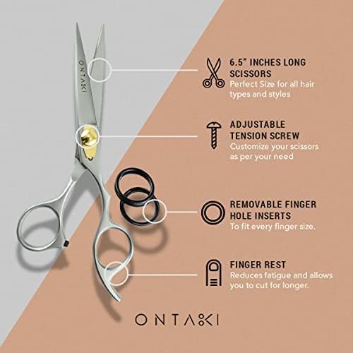 ONTAKI Hair Cutting Scissors - 6.5" Japanese Steel Shears for Precision Beard & Mustache Grooming | Ideal for Barbers & Stylists