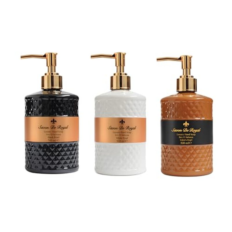 Luxury Pack of 3 Liquid Hand Soap, Jasmine/Musk Vanilla/Vanilla Orange Bathroom Soap Hand Wash Refillable Bottle Gift 50.7 Fl Oz