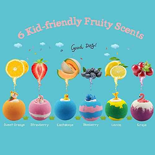 Aofmee Bath Bombs for Kids, Handmade Natural Bath Bombs with Toy Inside, Shea Cocoa Butter Moisturize, Spa Fizzies Bath Bomb Kit, Birthday Christmas Holiday Gifts for Women, Girls, Boys