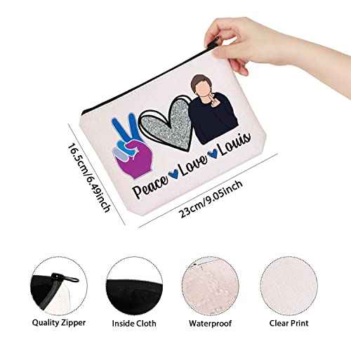 TSOTMO Music Fans Gift Peace Love Louis Gift For Women Zipper Pouch Makeup Bag (Peace Love Louis)