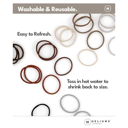 Heliums Thin Seamless Hair Ties - Dark Brown - 6mm Nylon No Damage Ponytail Holders, 1.75 Inch, Medium Hold for Thin to Normal Hair - 18 Pack