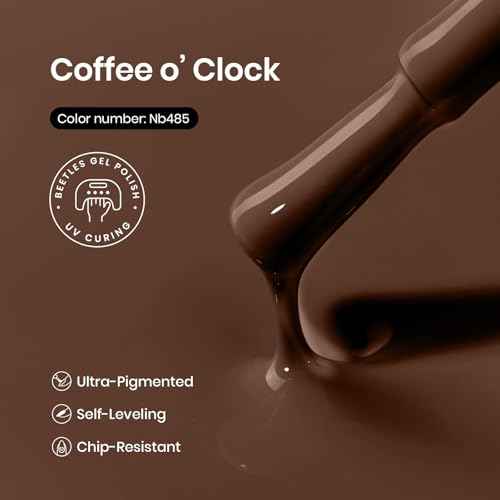 Beetles Dark Brown Gel Polish Fall Winter, 1 PC 15ML Hame Free Mocha Coffee Brown Color Polish Nail Gel Autumn Colorful Bottle Coffee o'Clock Soak Off UV Nail Art Manicure Gift for Women