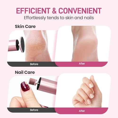 Electric Foot Callus Remover, 2 in 1 | 6 Speed Adjustable Foot File Nail Grinder with Sandpaper Disks, Professional Pedicure Tool for Feet Dead Skin, Self Care Gifts for Women Mom Lover Friends (Pink)