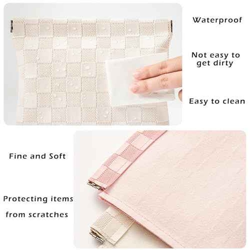 Leather Pocket Cosmetic Bag for Purse,Coin Purse Lipstick Cosmetic Accessories Organizer, Travel Kit Storage Pouch,Waterproof Portable No Zipper Self-closing (White/Small)