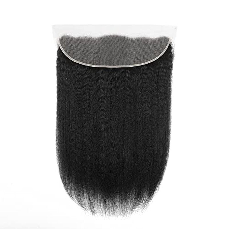 Kinky Straight 13x4 Ear To Ear HD Lace Frontal Closure 14 Inch 12A Brazilian Kinky Straight Human Hair Transparent Frontal Closure 150% Density Natural Hairline Pre Plucked