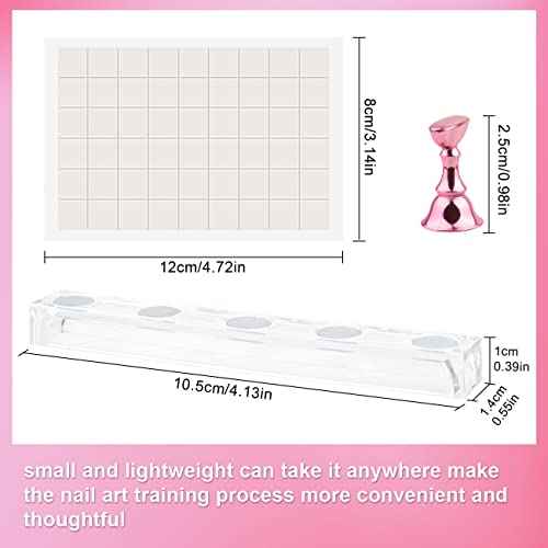 Nail Stands Acrylic Nail Art,Press on Nail Stand Magnetic Nail Tips Practice Holder 54 Pcs Reusable Adhesive Putty for DIY Painting(Pink