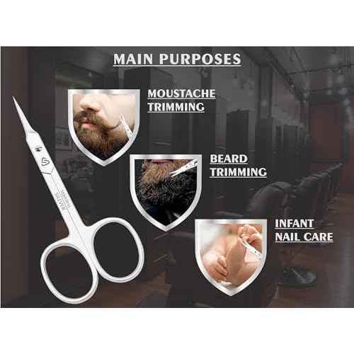 Cuticle Scissors Curved Blade - Extra Fine Pointed Tip Professional Manicure Grooming Scissors for Cuticles, Beard, Nose Hair, Eyelash, Mustache - Eyebrow Scissors