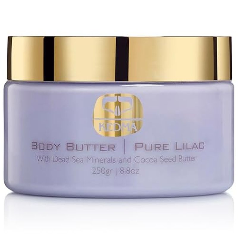 KEDMA Pure Lilac Body Butter ? Nourishing Dead Sea Minerals Body Cream with Cocoa Butter, Rice Bran Oil & Vitamin E ? Hydrating Moisturizer for Dry Skin - 8.8 oz