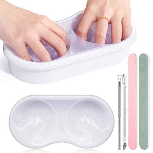 Dual Nail Soaking Bowl Acetone Proof: Soak Off Gel Nail Polish Dip Powder Remover Bowl- Cut the Soaking Time in Half Manicure Bowl for Salon Home (D2-White)