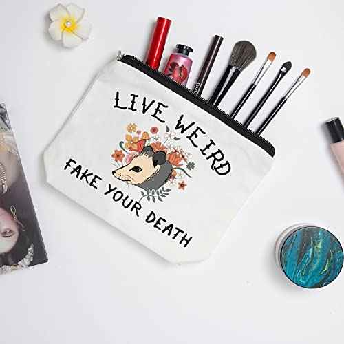 WZJHCL Possum Lover Gift Opossum Makeup Pouch Possum Mama Cosmetic Kit Flower Opossum Travel Storage Organizer Bag (Live Weird)
